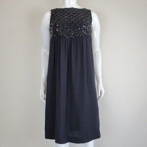 Vintage 60's Motherhood Black Sequin Babydoll Maternity Dress